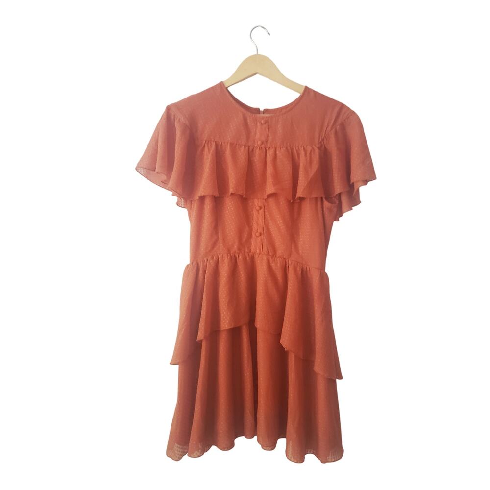 House of Harlow x Revolve Clint Orange Ruffle Dress Size Medium